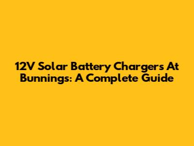 12V Solar Battery Chargers At Bunnings: A Complete Guide