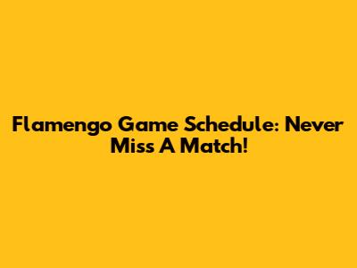 Flamengo Game Schedule: Never Miss A Match!